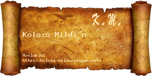 Kolozs Milán névjegykártya