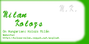 milan kolozs business card