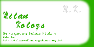 milan kolozs business card